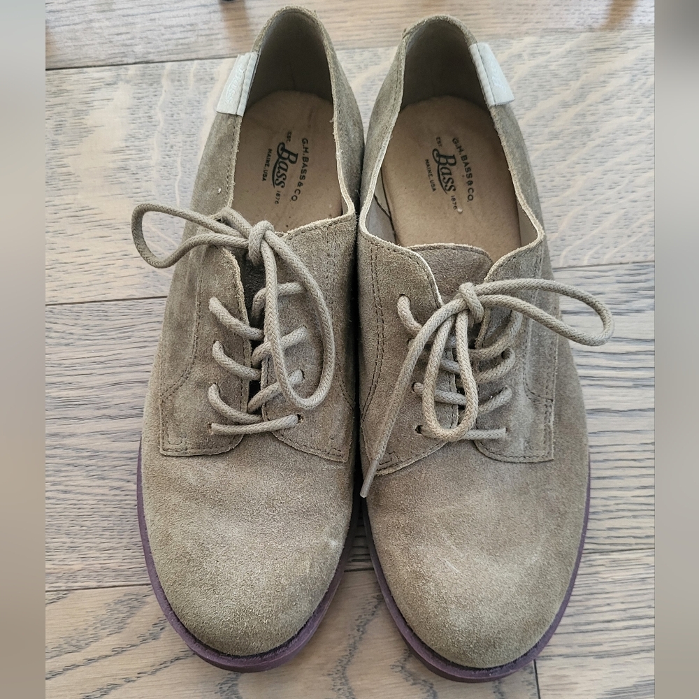 G.H. Bass Olive Suede Lace-Up Shoes
